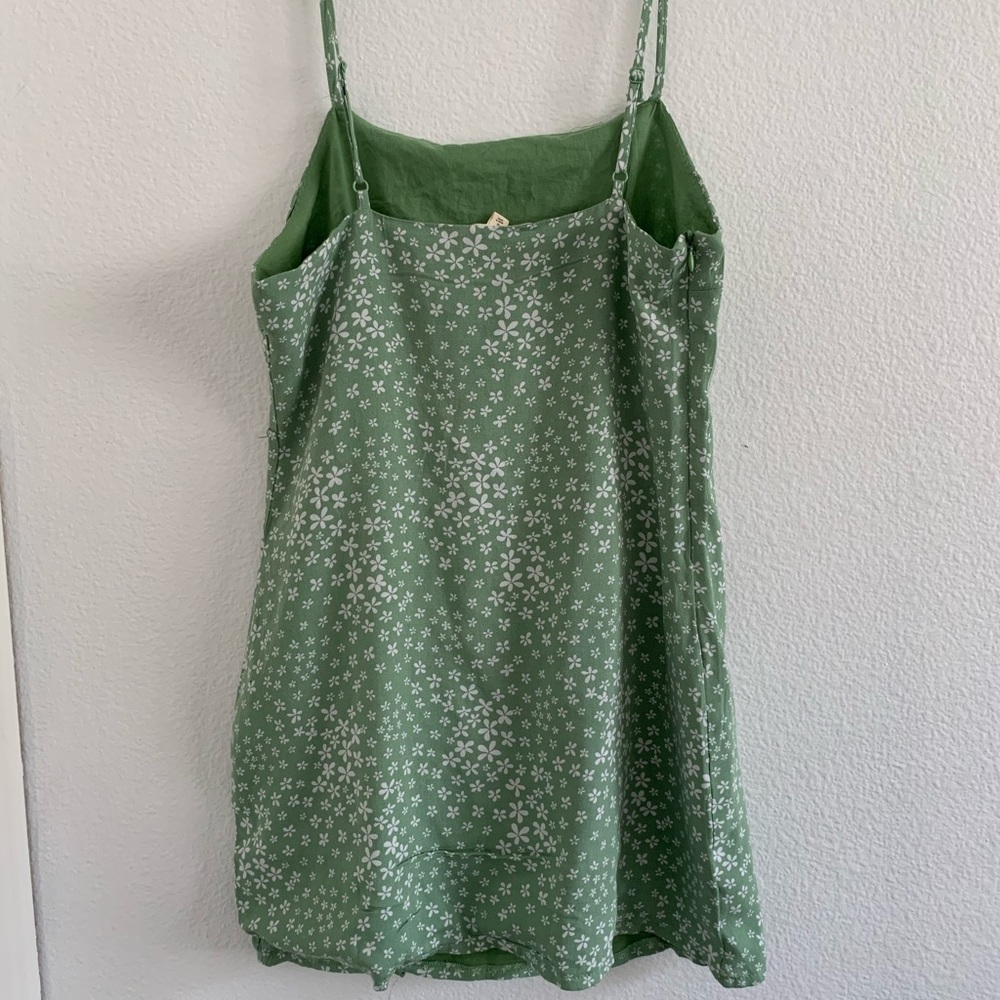 Mini floral green dress